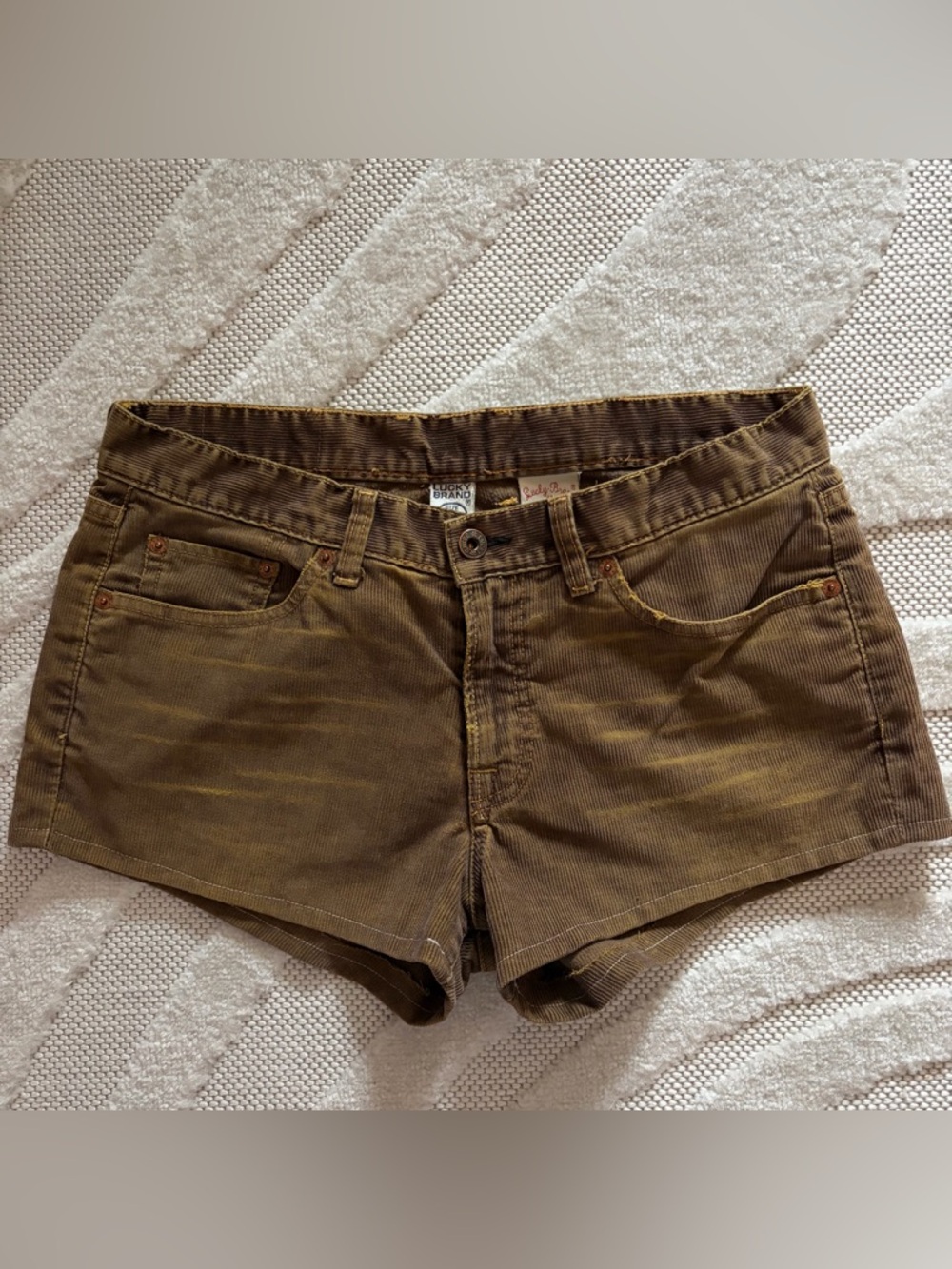 Vintage Lucky Brand Corduroy Shorts Y2K Sweet n’ Low Rise Micro Olive Brown 10 M